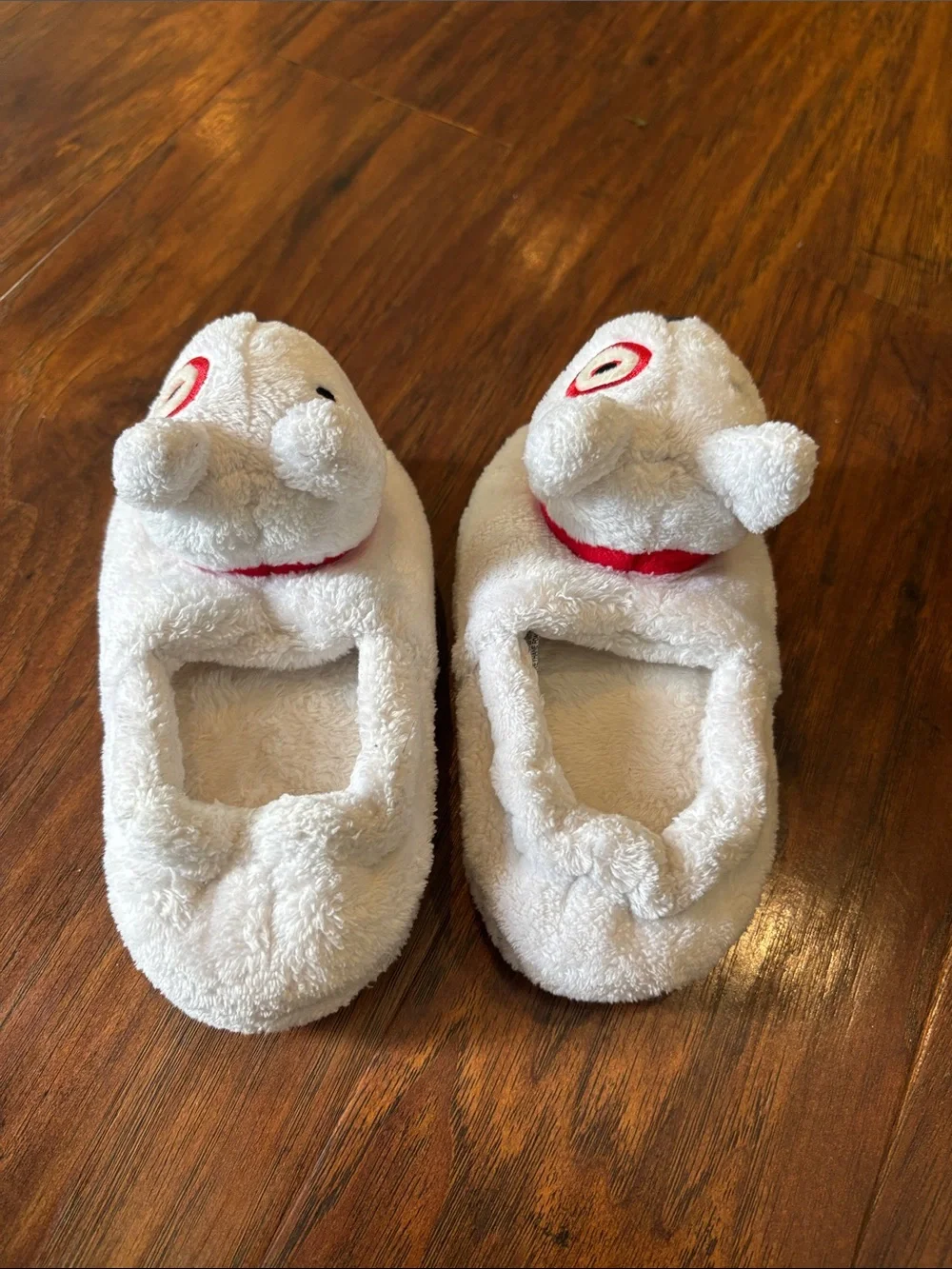 Target White Plush Dog Slippers for Kids